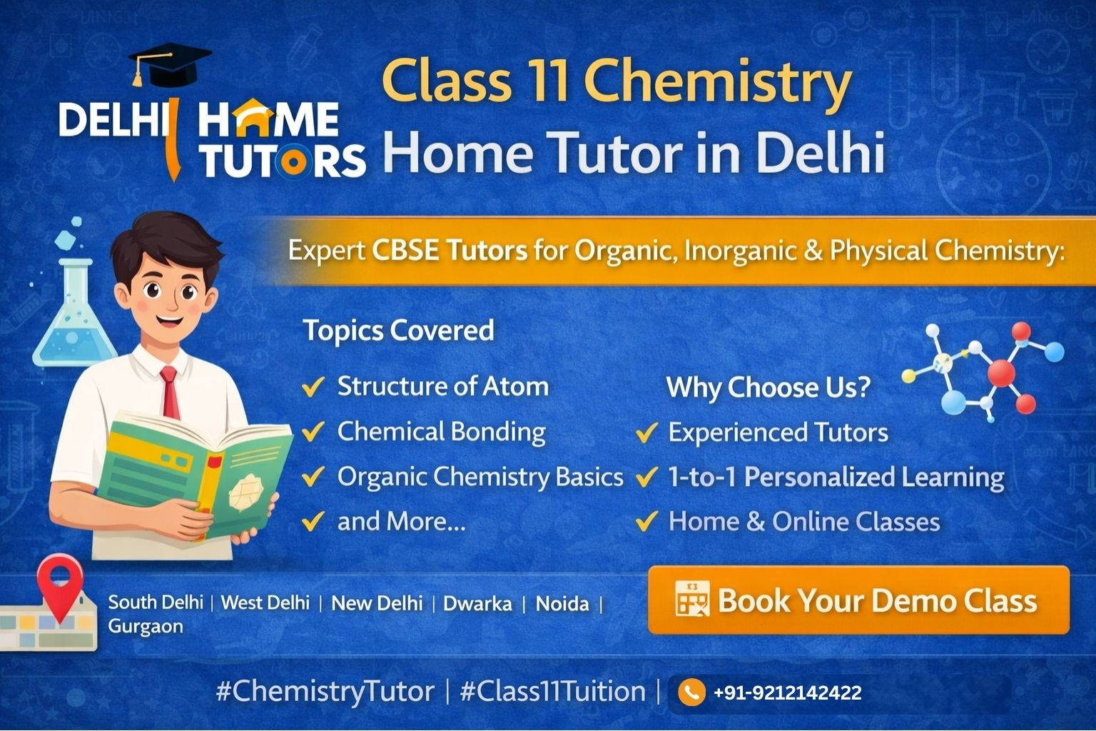 Class 11 Chemistry home tutor in Delhi